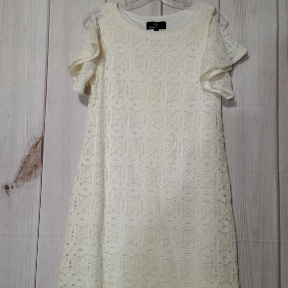 Ronnie Nicole Dress Ladies Small Ivory Lace Cold Shoulder - Picture 1 of 8